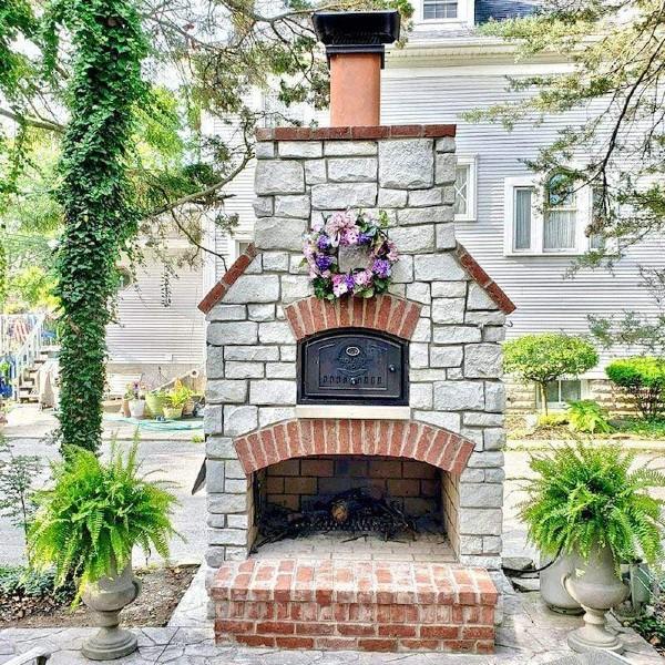 Round Grove Fiesta Mezzo 55" Fireplace and Brick Pizza Oven Combo