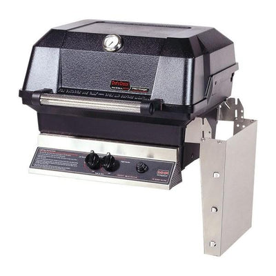 MHP JNR4 Stainless Steel Gas Grill on Black Aluminum Column w/ SearMagic Cooking Grids