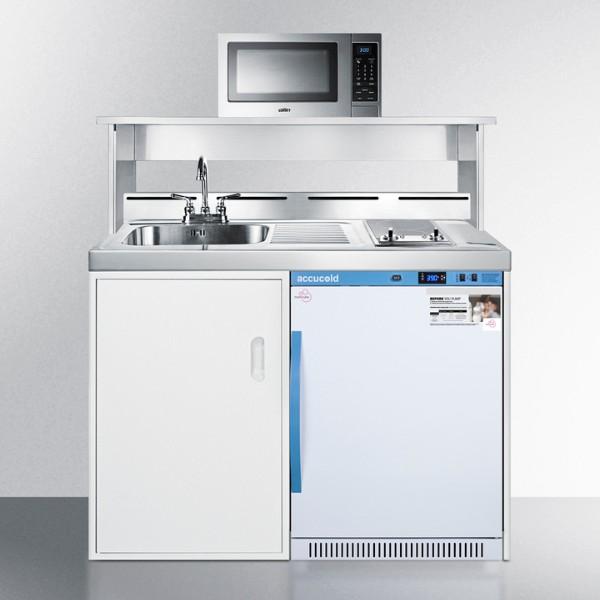 Summit C48ELMCMW 48" White All-In-One Wellness Room Kitchenette w/ Microwave