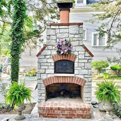 Round Grove Fiesta Poco 63" Fireplace and Brick Pizza Oven Combo