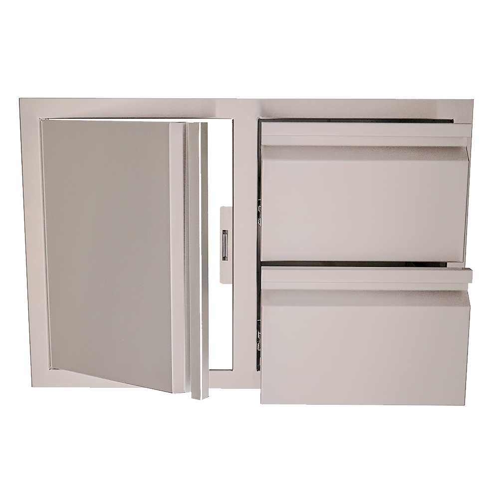RCS 33" VDC1SCL Valiant Stainless Double Drawer/LEFT Door Soft Close Combo