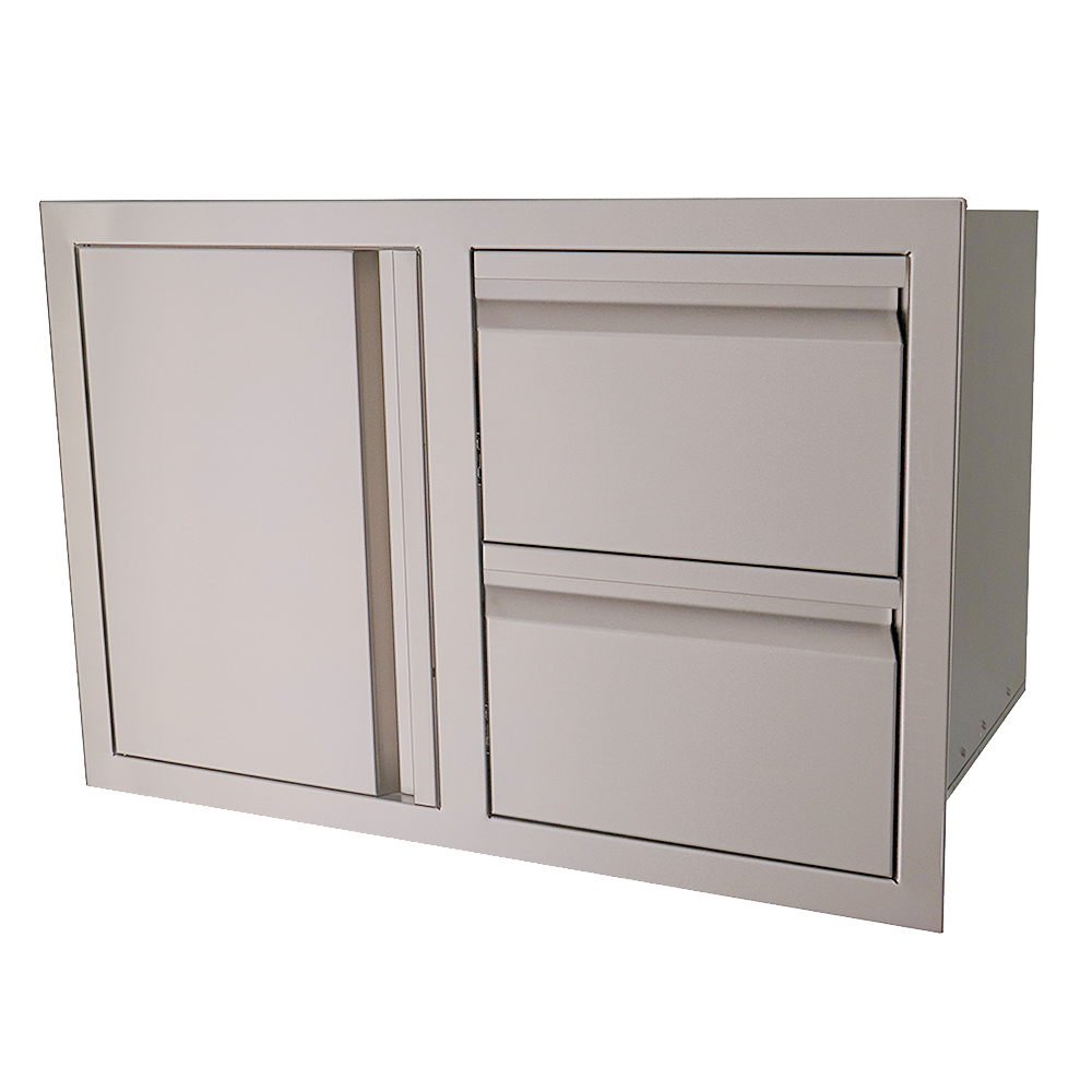 RCS 33" VDC1SCL Valiant Stainless Double Drawer/LEFT Door Soft Close Combo