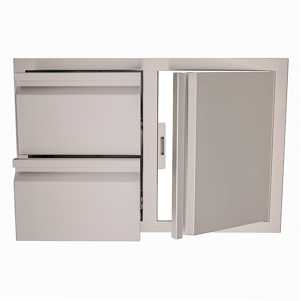 RCS 33" VDC1SCR Valiant Stainless Double Drawer/RIGHT Door Soft Close Combo
