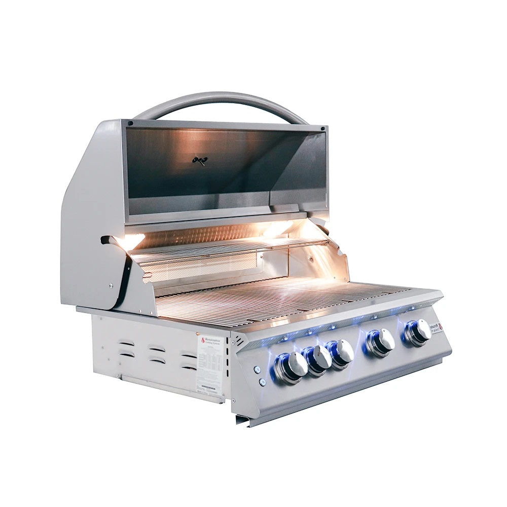 RCS Grill Premier RJC32AL 32" Stainless Steel 4 Burner Drop-In Grill w/  Blue LED Light