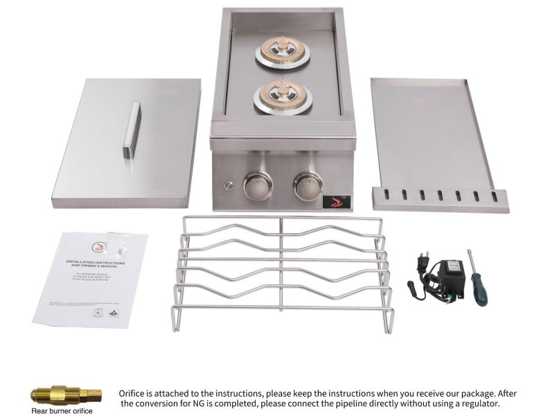 Whistler Stainless Steel Built-In Gas Double Side Burner with Lid