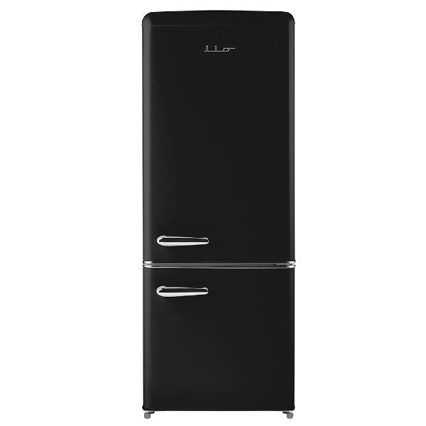 iio Kitchen FF1 Midnight Black 7 Cu. Ft. Retro Refrigerator with Bottom Freezer