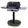 MHP WNK4 Gas Grill with Stainless Side Shelves on In-Ground Post