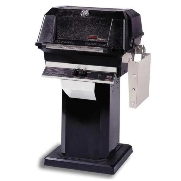 MHP JNR4 Stainless Steel Gas Grill on Black Aluminum Column w/ SearMagic Cooking Grids