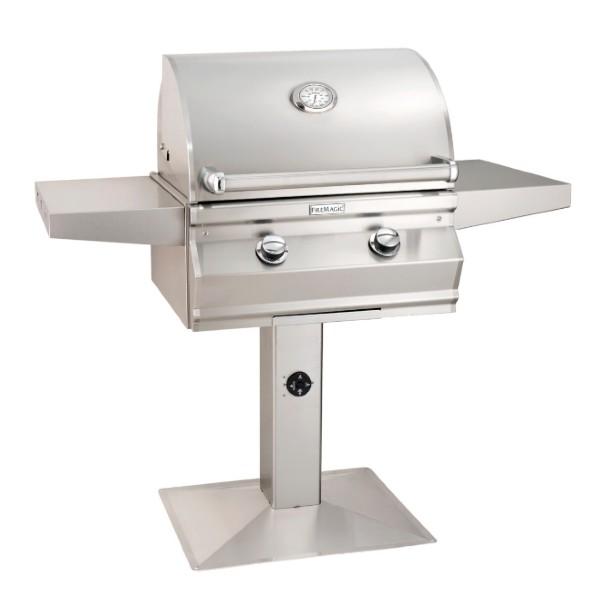 Fire Magic Choice C430s 24&quot; Stainless Steel Gas Grill on Patio Post Mount w/ Analog Thermometer