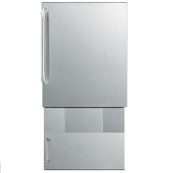 Summit BIM24OSBase34 33&quot; Stainless Steel 12 lb. Drain-Free Outdoor Icemaker w/ Towel Bar Handle