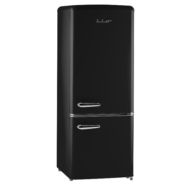 iio Kitchen FF1 Midnight Black 7 Cu. Ft. Retro Refrigerator with Bottom Freezer