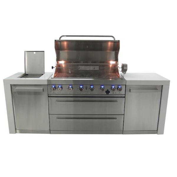 Mont Alpi MAI805-D 43&quot; Stainless Steel Deluxe Outdoor Kitchen Island w/ 6 Burner Grill