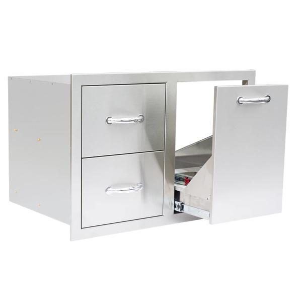 Summerset SSDC2-33LP 33" Stainless Steel 2-Drawer & LP Tank Pullout Drawer Combo