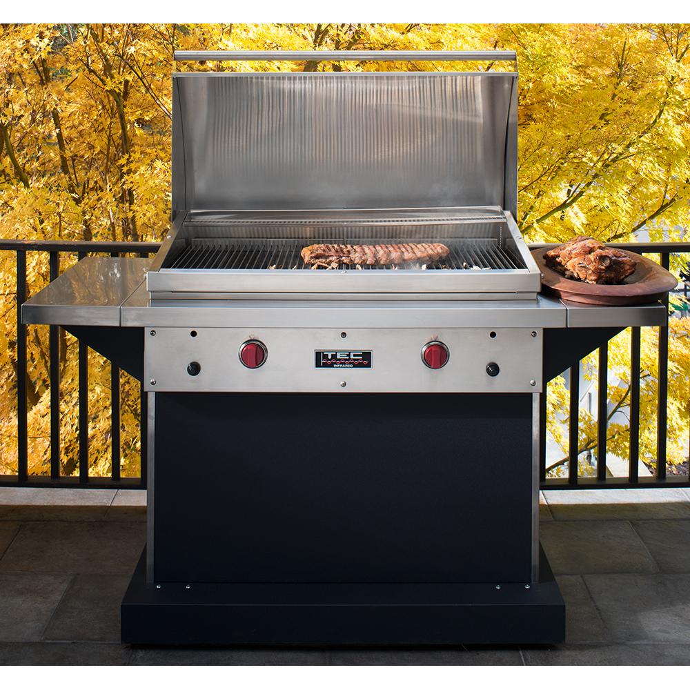 Tec Patio FR 44 Inch Freestanding Infrared Grill On Stainless Cabinet Natural Gas