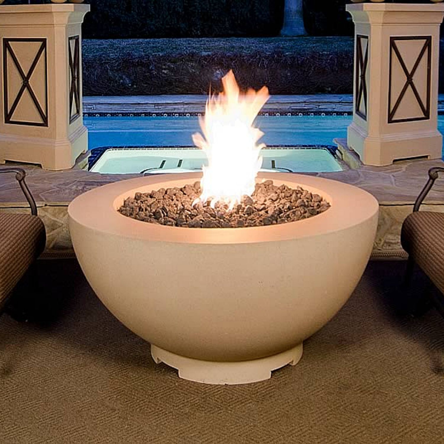 American Fyre Designs 731-M6 Round 48" Cafe Blanco Fire Bowl