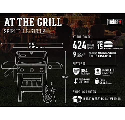 Weber 45010001 Spirit II E-310 3-Burner Liquid Propane Grill, Black