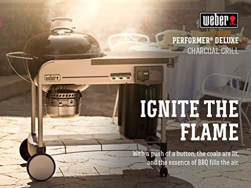 Weber 15501001 Performer Deluxe Charcoal Grill, 22-Inch, Touch-N-Go Gas Ignition System, Black