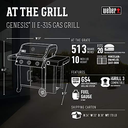 Weber 61025001 Genesis II E-315 3-Burner Liquid Propane Grill, Copper