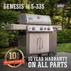 Weber 61006001 Genesis II S-335 3-Burner Liquid Propane Grill, Stainless Steel