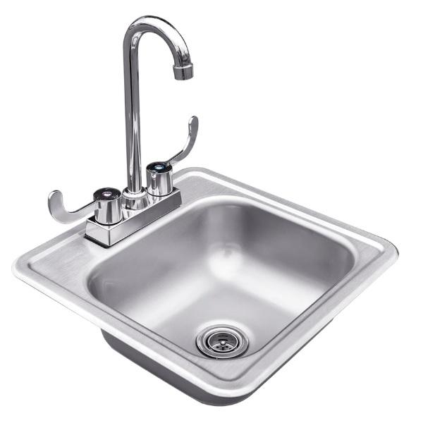 Summerset SSNK-15D 15&quot; Stainless Steel Drop-in Sink w/ Faucet