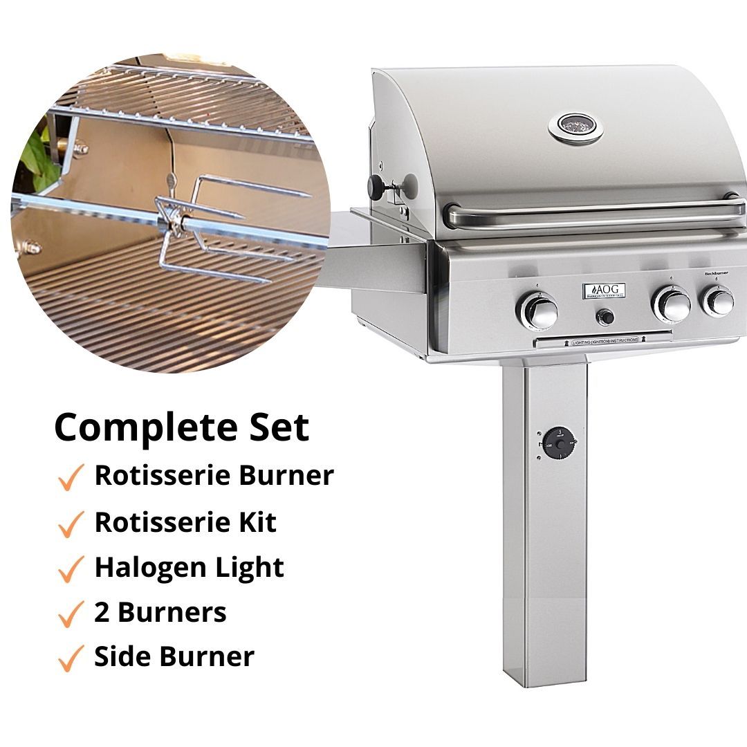American Outdoor Grill T-Series 24-Inch Natural GAS Grill on Pedestal with Rotisserie