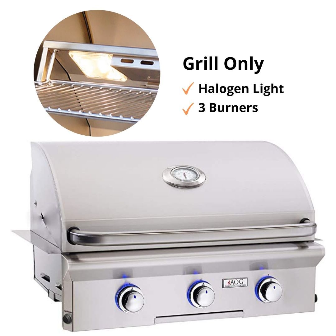 American Outdoor Grill 30NBL Built-in 30" 3 Burner Gas Grill