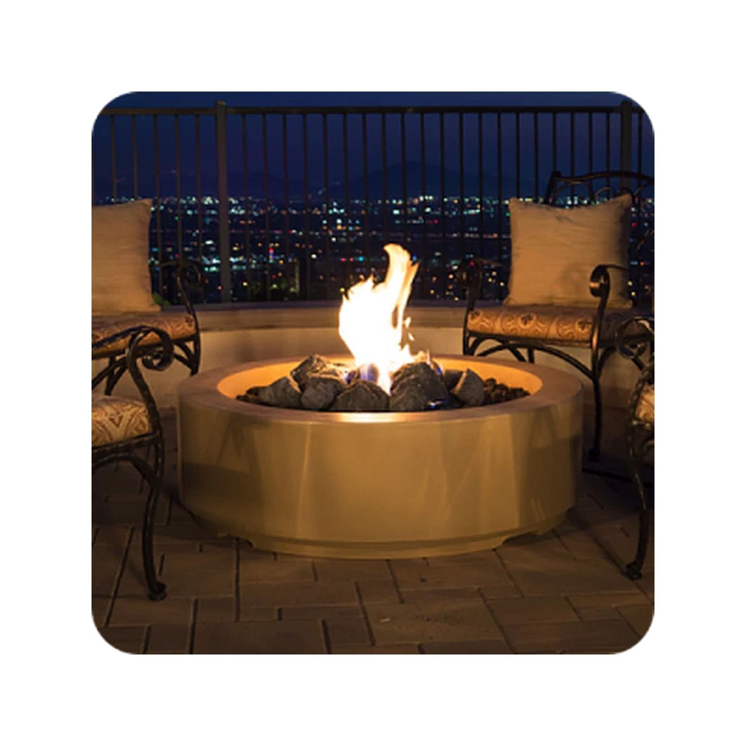 American Fyre Designs 686-M6 Louvre Round 48" Café Blanco Fire Pit