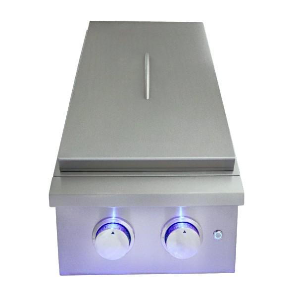 RCS Grill Premier RJCSSBL 12&quot; Stainless Steel Double Side Burner With LED Lights