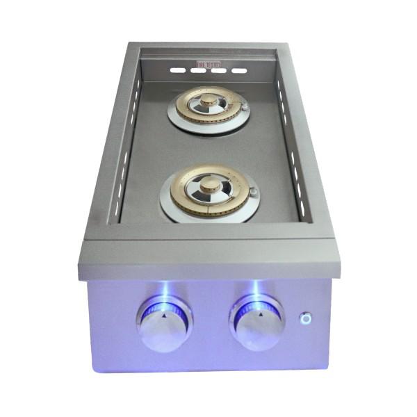 RCS Grill Premier RJCSSBL 12" Stainless Steel Double Side Burner With LED Lights