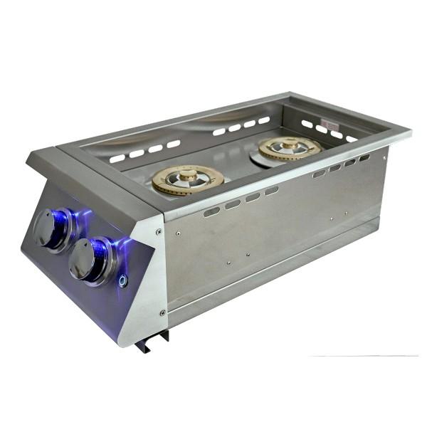 RCS Grill Premier RJCSSBL 12" Stainless Steel Double Side Burner With LED Lights