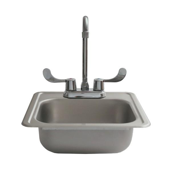 RCS Grill RSNK1 15&quot; Stainless Steel Sink &amp; Faucet w/ Strainer