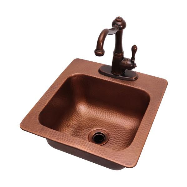 RCS Grill RSNK3 15" Copper Sink and Faucet w/ Strainer