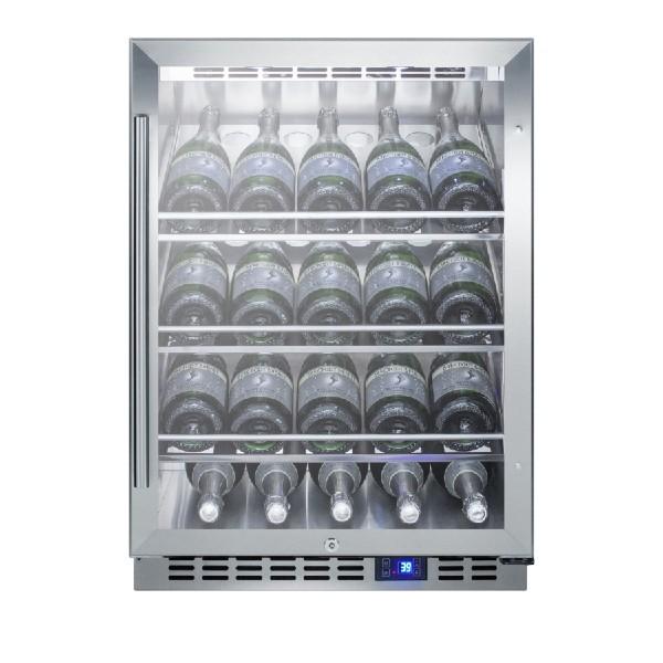 Summit SCR611GLOSCH 24&quot; Stainless Steel 20 Bottle Outdoor Commercial Wine Cellar