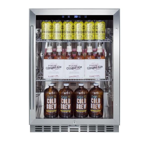 Summit SCR611GLOS 24" Stainless Steel 5.0 cu.ft. Commercial Outdoor Rated Beverage Center