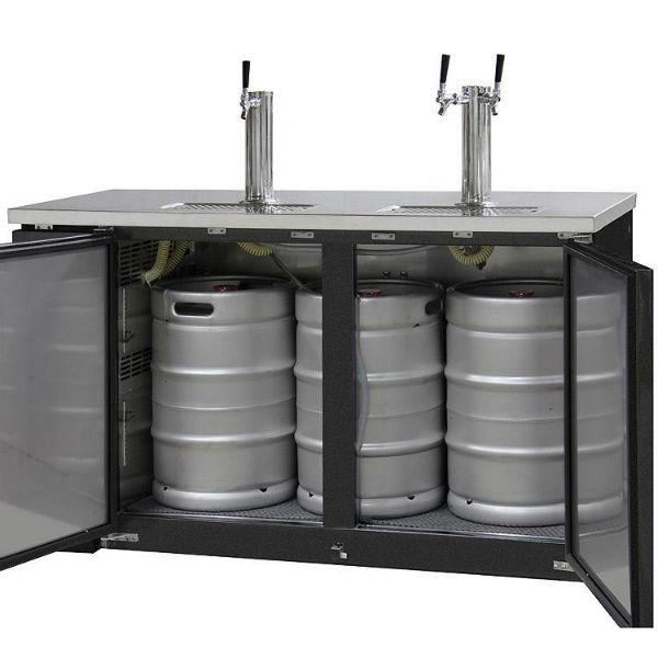 Kegco XCK-2460B 60" Black 3 Faucet-3 Keg Commercial Kegerator w/ Magnetic Gaskets