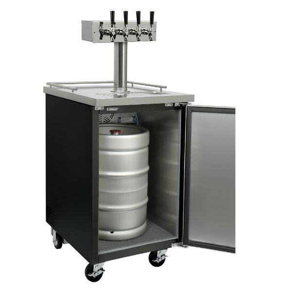 Kegco XCK-1B-4 24" Black Four Tap  Commercial Grade Kegerator w/ Rubber Mat