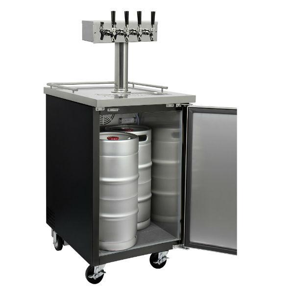 Kegco XCK-1B-4 24" Black Four Tap  Commercial Grade Kegerator w/ Rubber Mat