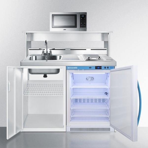 Summit C48ELMCMW 48" White All-In-One Wellness Room Kitchenette w/ Microwave