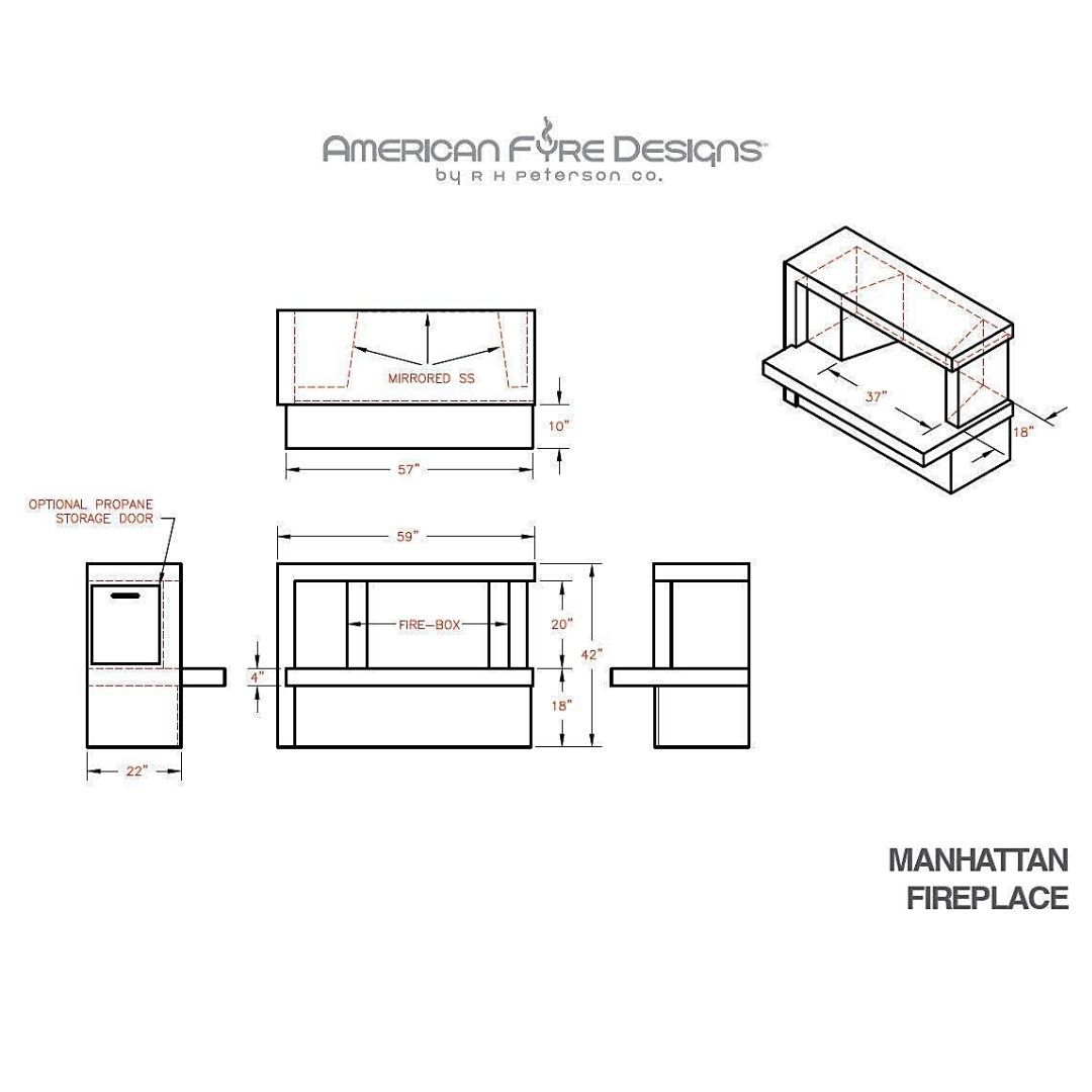 AFD 082-SB-N-SM-M3NC Standard Manhattan Outdoor Fireplace